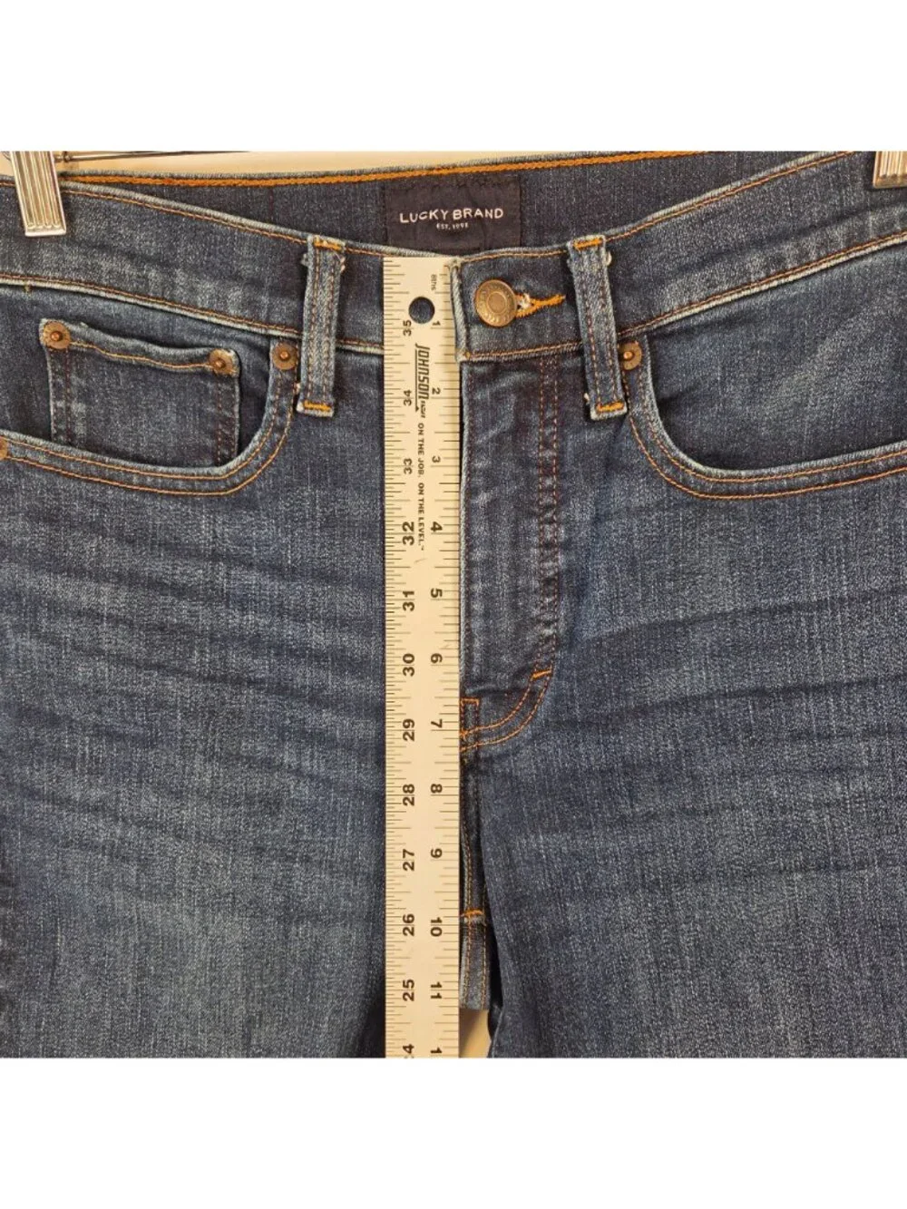 Lucky Brand Zoe High Rise Straight Leg Jeans Size 6/28 Dark Wash Raw Hem